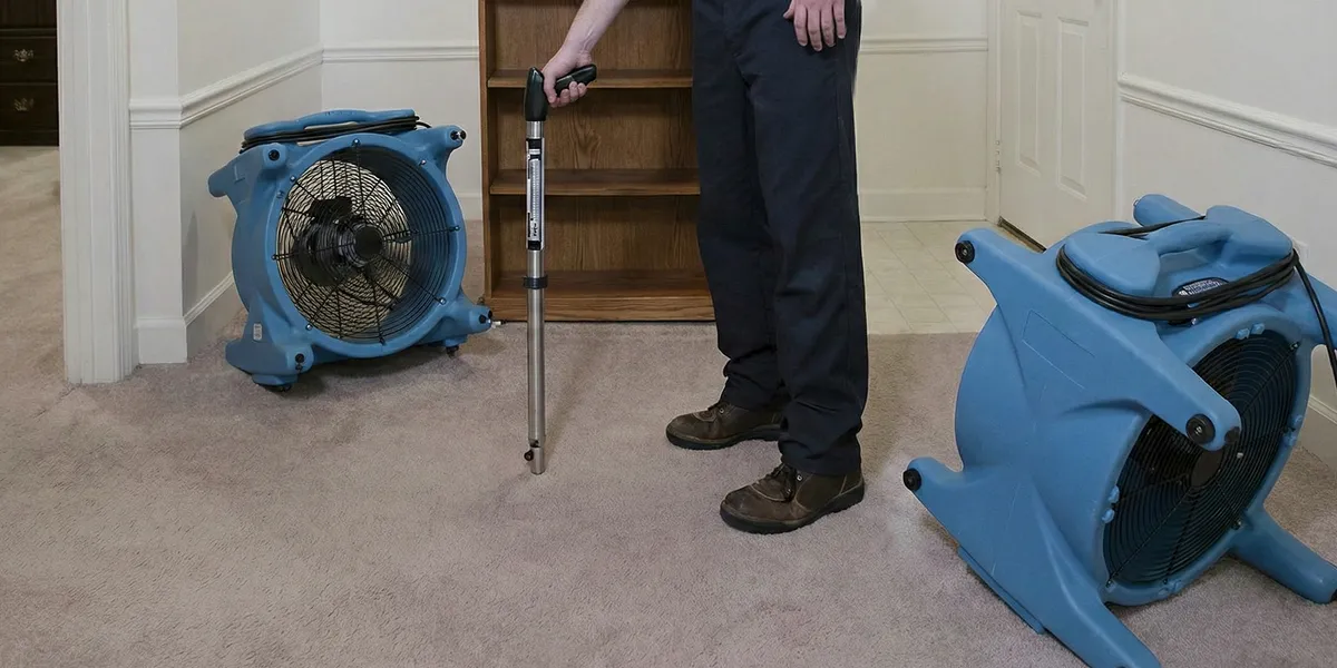 emergency water removal equipment deployed to dry a flooded residential interior in Baltimore, MD